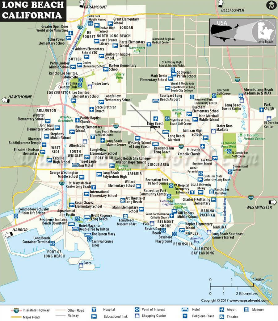Long Beach City California Map